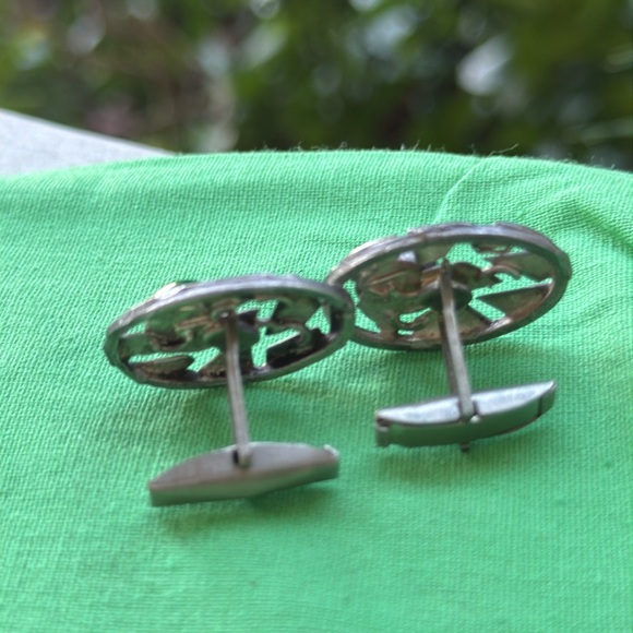 Vintage Silver and Jade Cufflinks - Picture 11 of 17